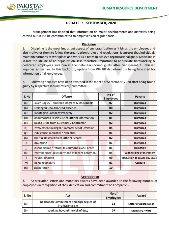 pia employees september termination demotion