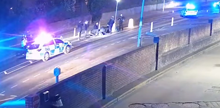 fake motorbike crash motorcyclist teenager emergency services cctv footage